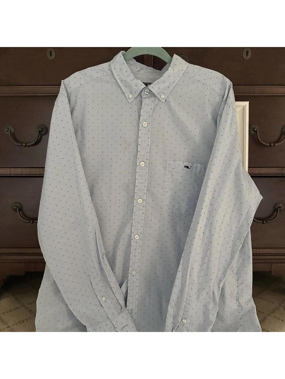 Vineyard Vines Tucker Classic Fit Blue Shirt with red and blue dots XL